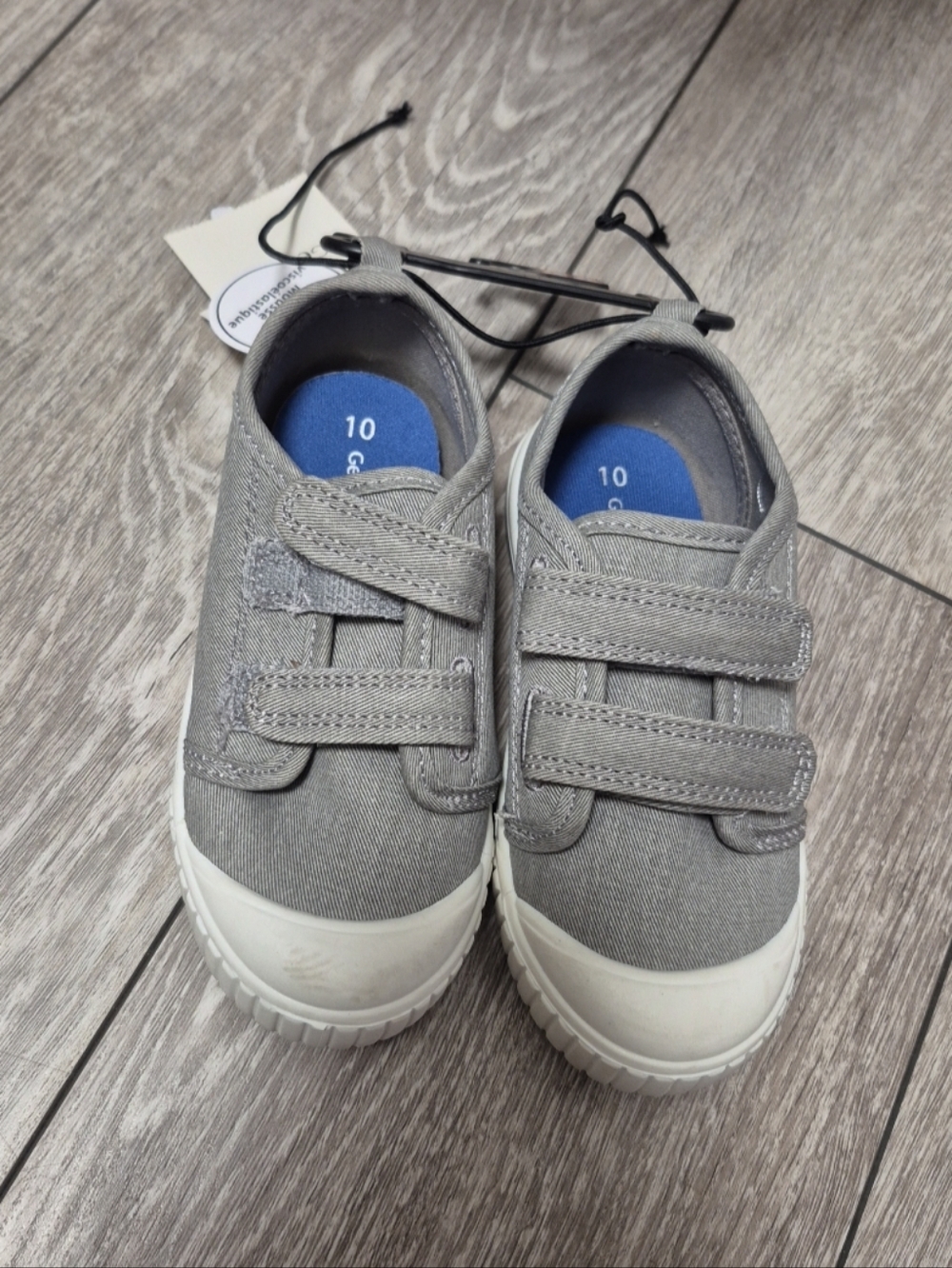 George Kids Gray Color Memory Foam Casual Sneakers Canvas With Velcro Closure
